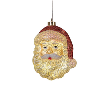 Anna’s Collection LED-Glashänger Weihnachtsmann-Kopf – 18,5 cm