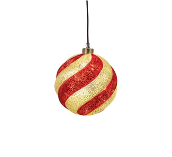 Anna’s Collection LED-Glaskugel mit Rotation und USB – Rot/Weiß, 15 cm