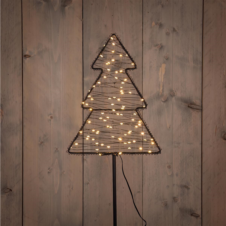 Anna’s Collection LED-Gartenstecker Baum aus schwarzem Metall