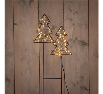 Anna’s Collection LED-Gartenstecker Bäume aus schwarzem Metall – 2er-Set