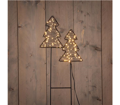 Anna’s Collection LED-Gartenstecker Bäume aus schwarzem Metall – 2er-Set