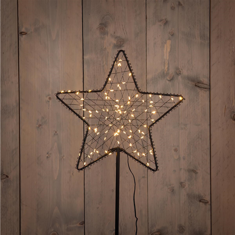 Anna’s Collection LED-Gartenstecker Stern aus schwarzem Metall