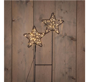 Anna’s Collection LED-Gartenstecker Sterne aus schwarzem Metall – 2er-Set