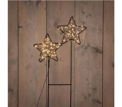 Anna’s Collection LED-Gartenstecker Sterne aus schwarzem Metall – 2er-Set