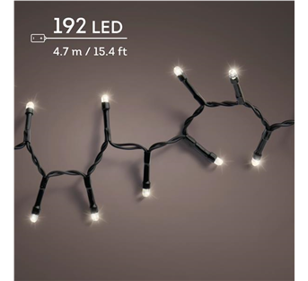 Lumineo Compact Durawise LED-Lichterkette – Warmweiß · Kabel schwarz · 8 Funktionen / Twinkle · Batterie