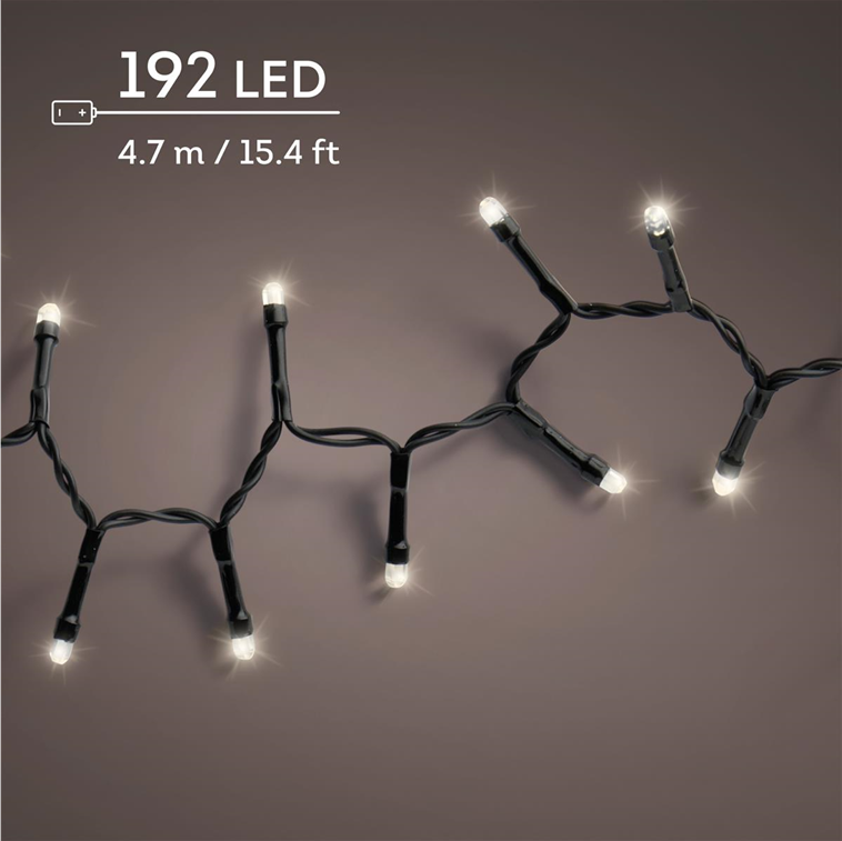 Warmweiß · Kabel schwarz · 8 Funktionen / Twinkle