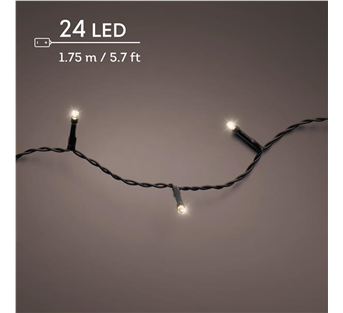 Lumineo Basic Durawise LED-Lichterkette – Warmweiß · Kabel schwarz · Dauerlicht · Batterie