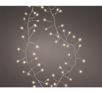 Lumineo Compact Micro-LED-Lichterkette – Warmweiß · Kabel silber · Dauerlicht · Batterie