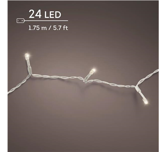 Lumineo Basic Durawise LED-Lichterkette – Warmweiß · Kabel transparent · Dauerlicht · Batterie