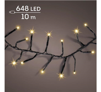 Lumineo Excellent LED-Lichterkette – Soft Gold · Kabel schwarz · 8 Funktionen / Twinkle