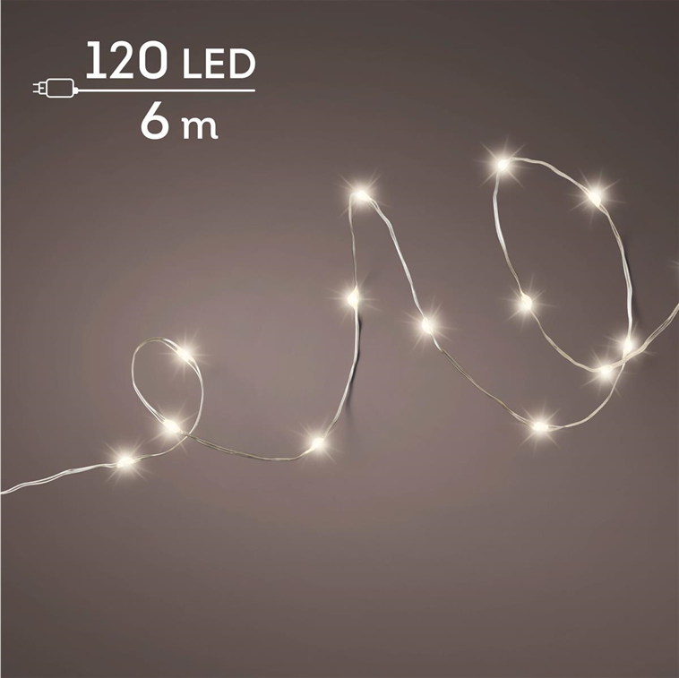 Warmweiß · silberes Kabel · Dauerlicht