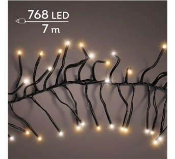 Lumineo Cluster LED-Lichterkette – Warmweiß / klassisch warm · Kabel schwarz · Dauerlicht