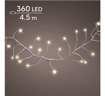 Lumineo Compact Micro-LED-Lichterkette – Warmweiß · Kabel silber · 8 Funktionen / Twinkle