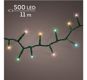 Lumineo Compact LED-Lichterkette – Multicolor · Kabel grün · 8 Funktionen / Twinkle